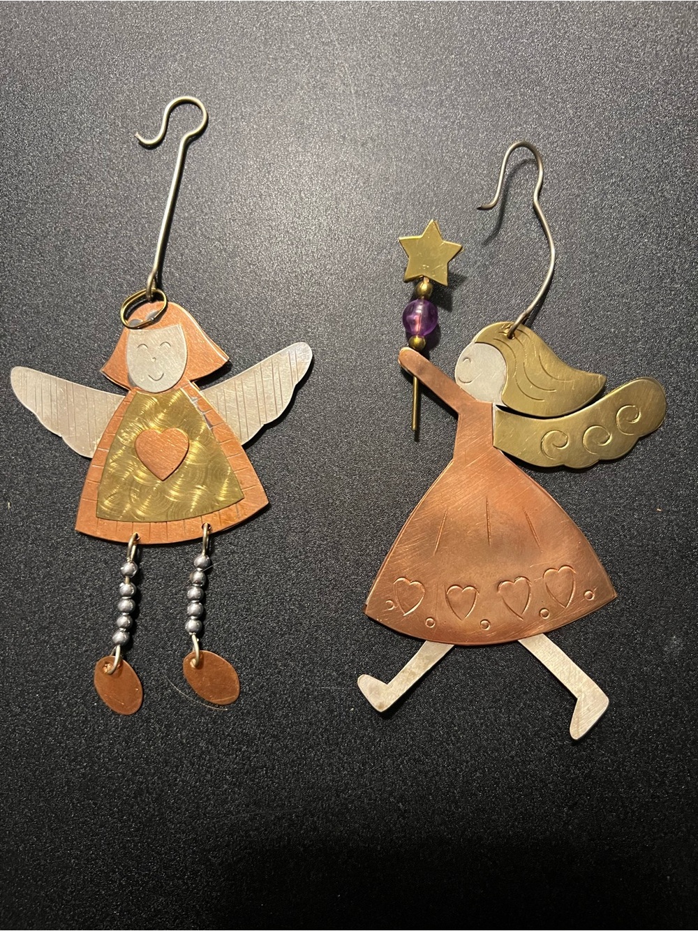 Handcrafted Copper & Brass Angel Decor - Set of 2
